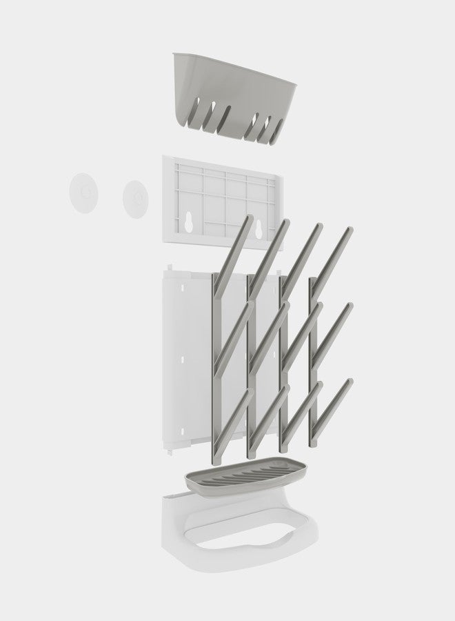 IEEK Baby Bottle Drying Rack,Space Saving Countertop Drying Rack for Baby Accessory & Pump Parts,Suction Cup Wall Mounted Bottle Rack Holder Large Vertical Drying Tower,Grey and White - Image 2